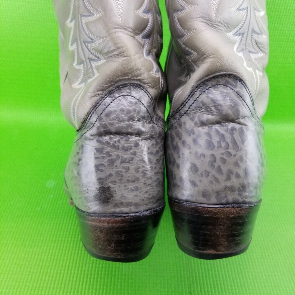 ✅ Mens 11.5 VTG Abilene Pointed Toe Western Cowboy Boots Gray Leather USA **READ - Picture 7 of 13